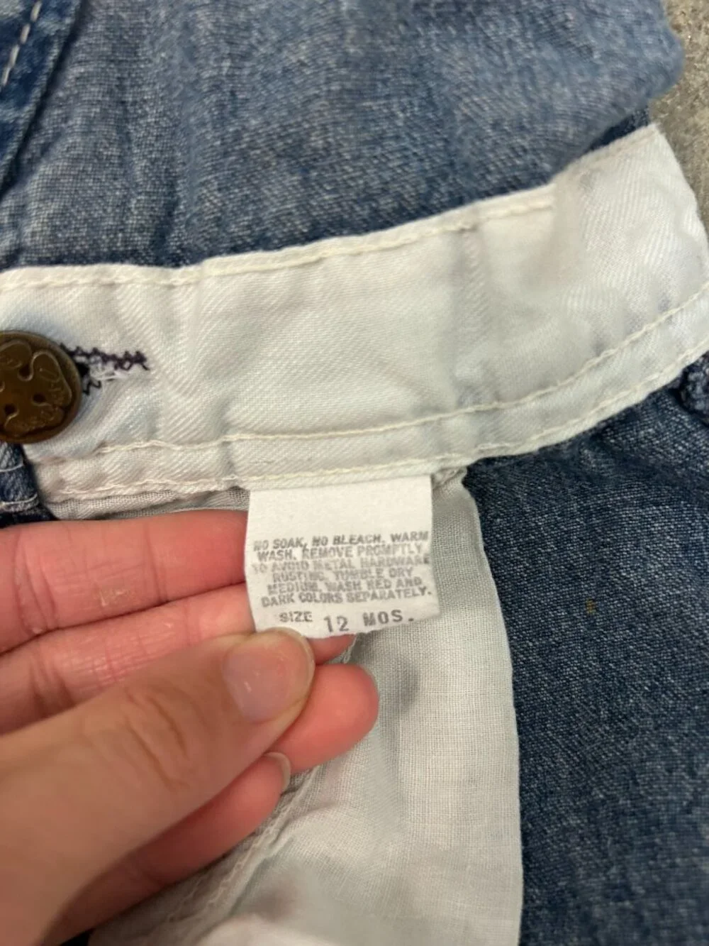 Vintage OshKosh B'Gosh Denim Overalls 12M Made in USA Baby Vestbak